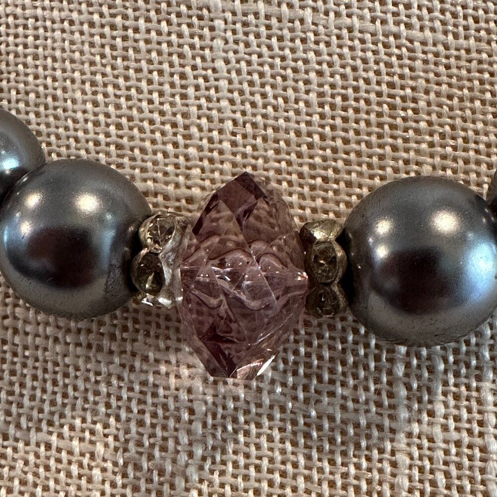 Silver tone Beaded Princess Necklace - Picture 6 of 7
